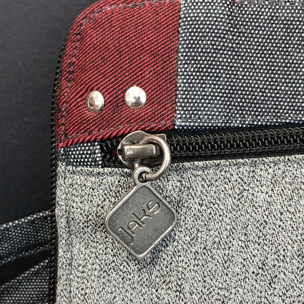 Jak's ACC-146 Womens Wallet Gray Crossbody Embroidered Sole Clef Very Good X - Picture 4 of 11